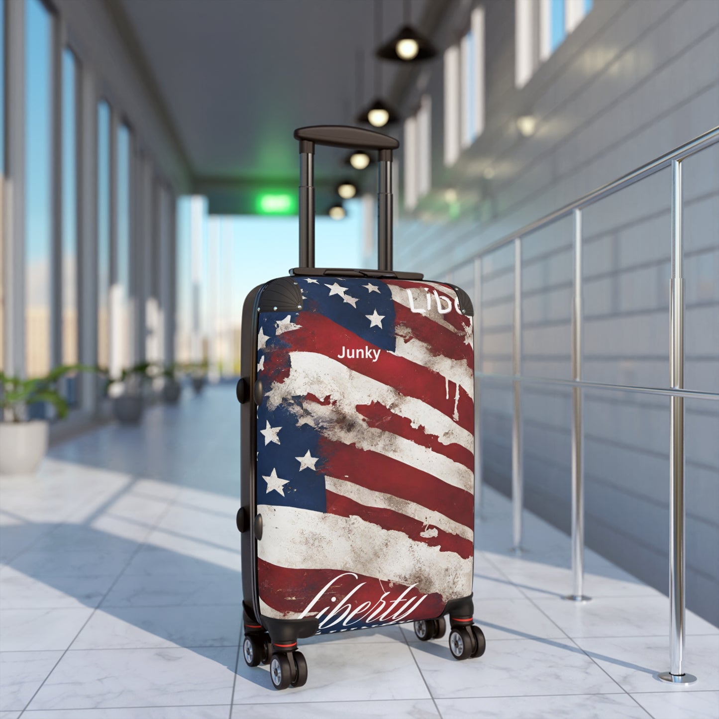 Tattered American Flag Suitcase