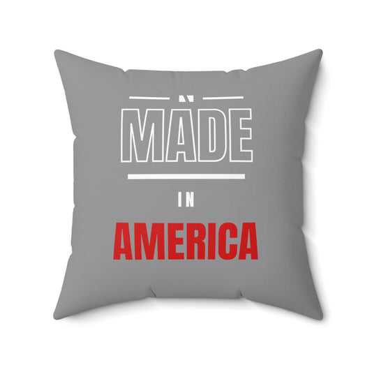 Made In America Spun Polyester Square Pillow Gray