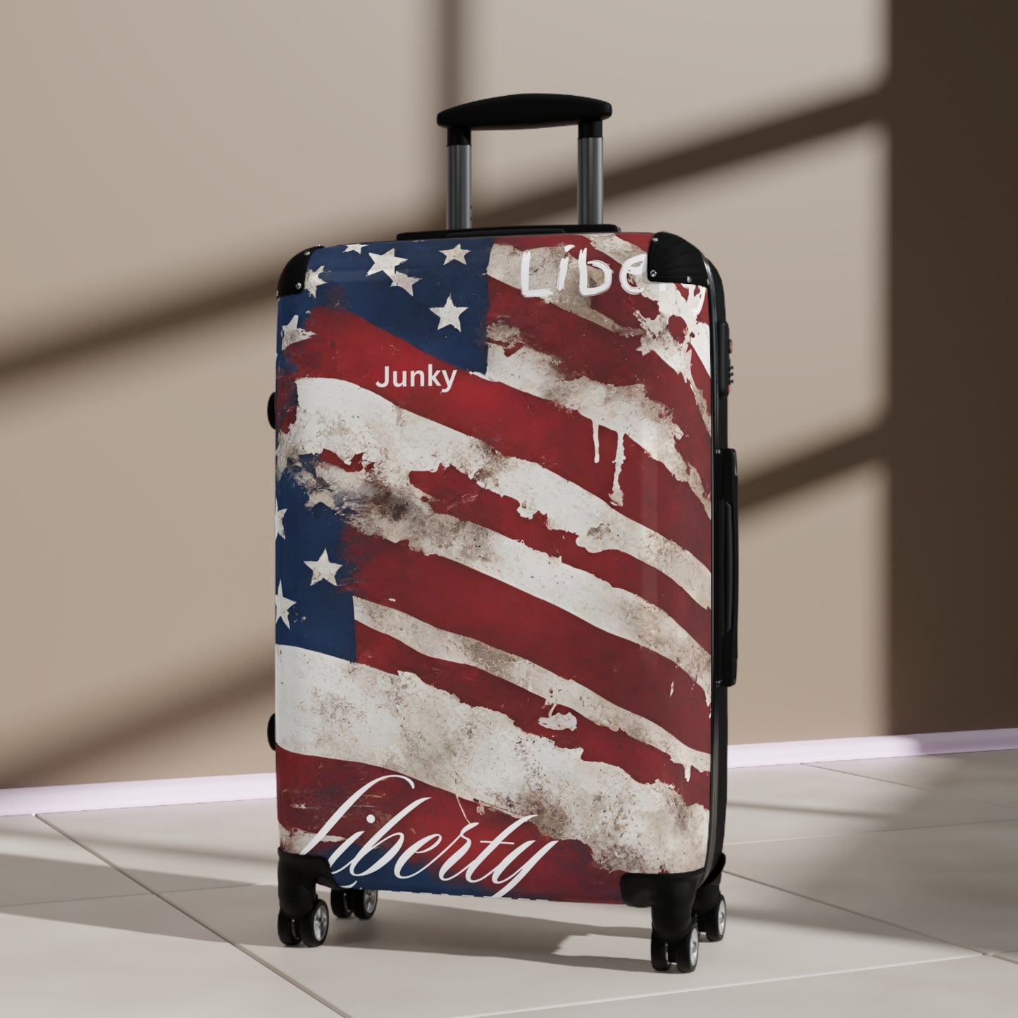 Tattered American Flag Suitcase