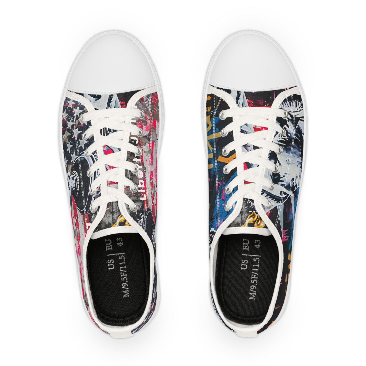 Liberty Junky American flag and Statue of liberty design -Men's Low Top Sneakers