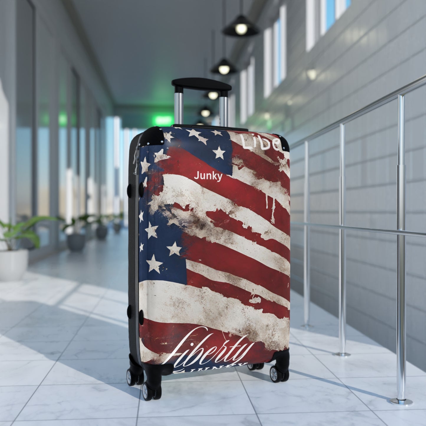 Tattered American Flag Suitcase