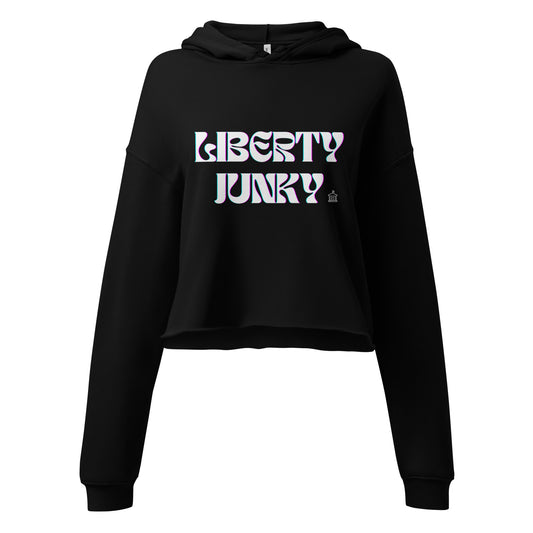 Liberty Junky - White logo Crop Hoodie